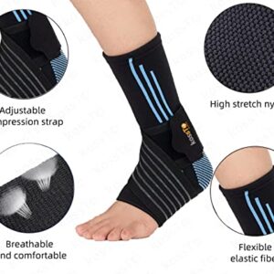 kossto Premium Ankle Brace with Compression Wrap, Ankle Support Brace for sports, Foot Care, Sprain, Injury, Swelling & Pain Relief, Ankle Brace…