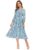 KERI PERRY Chiffon Western Dress for Women | 3/4 Sleeves with Below Knee Length | Floral Print | Maxi Dress | Sky Blue | Dress for Effortless Elegance